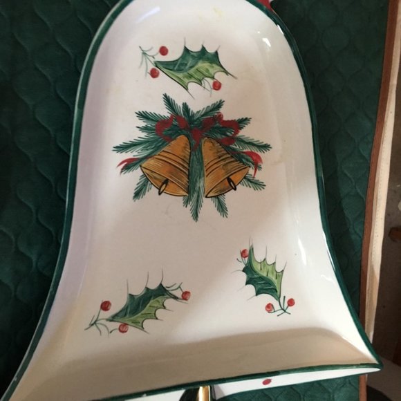 VINTAGE COOKIE / CANDY BELL SHAPED SERVING PLATTER- 1950s -MADE IN ITALY-12 1/2" - Picture 8 of 8